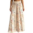 thumbnail image 3 of Arlun Womens Wide Leg Pants 2026 Summer Floral Print Elastic High Waist Palazzo Pants Boho Style Splicing Pleated Loose Lightweight Flowy Travel Vacation Trousers for Daily Wear 1-Beige XL, 3 of 5