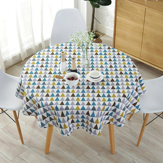 Northern Europe Style Terylene&Cotton Mixed Round Table Cloth Multicolor Triangle White Line Gray Arrows Printed Table Cloth
