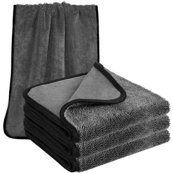 600GSM Multipurpose Microfiber Cleaning Cloths, Reusable Absorbent Lint-Free Towels for Shower, Car Detailing, Kitchen, Window, 3 Pack 40x60cm