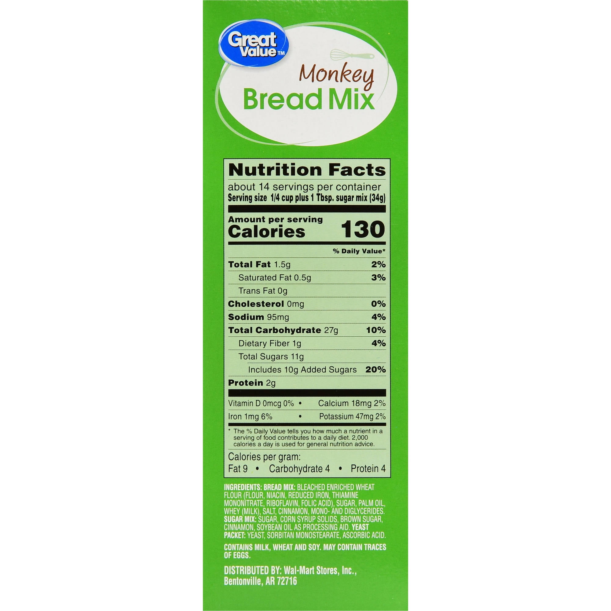 Great Value Bread Mix, Monkey Bread, 16.25 oz