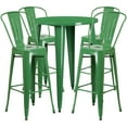 thumbnail image 3 of Emma + Oliver Commercial 30" Round Green Metal Indoor-Outdoor Bar Table Set-4 Cafe Stools, 3 of 6