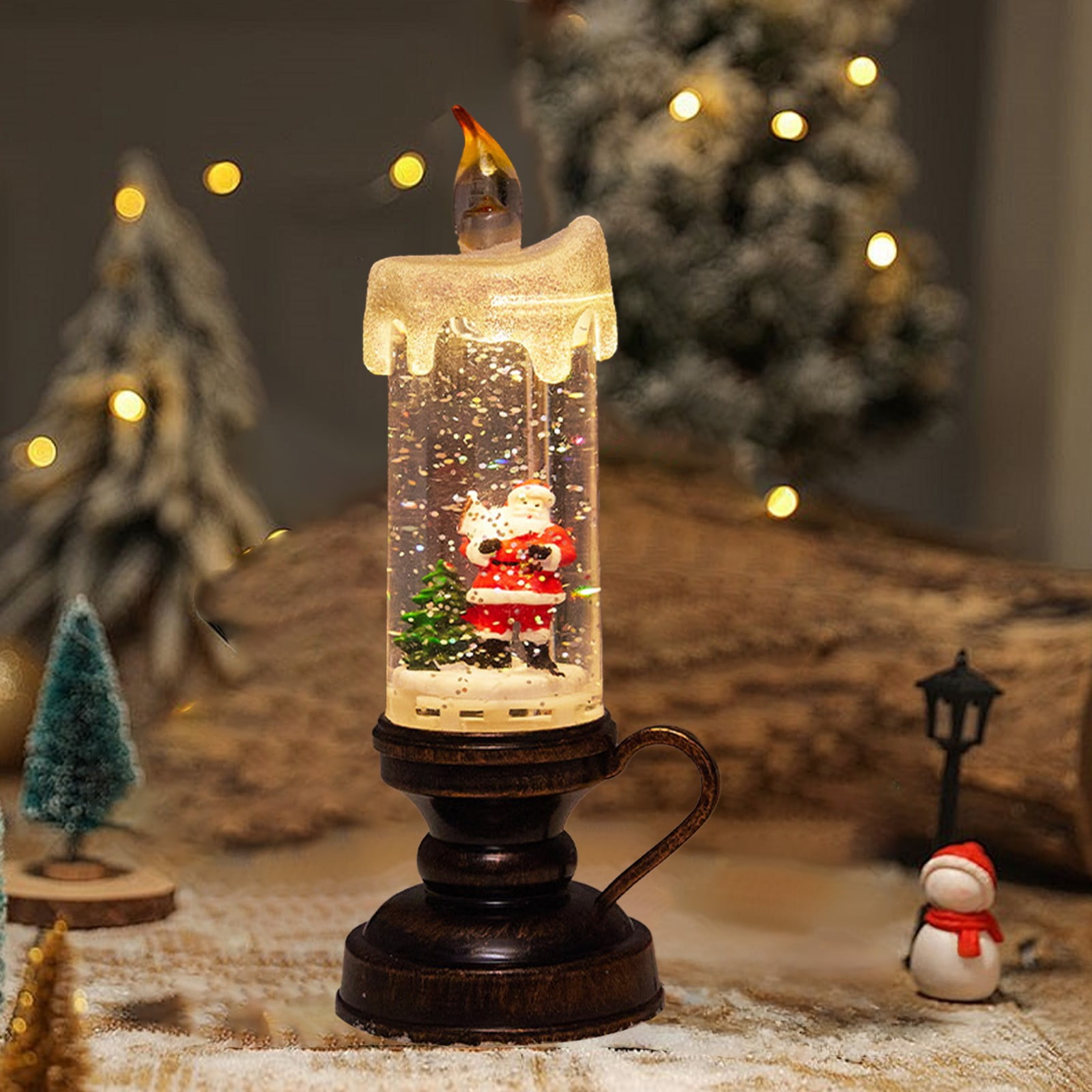 Nilvkv Christmas Lights, 2PC Christmas Snowman Lamp Snow Lantern Candle Snow Candles Flameless Oil Lamp Night Light(110ml), Christmas Decorations