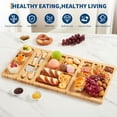 thumbnail image 2 of 3Pcs Bamboo Plates - Divided Dinner Trays and Rectangle Plate, Serving Platter Dinner Plates with Cheese Knife Kit and 2 Dipping Sauce Dishes for Meal Snack Dessert, 2 of 8