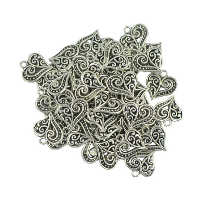 50 unids pieza colgante de filigrana de plata antigua 14X14mm DIY collar brazalete pendiente Fernando Colgantes de encantos