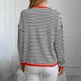 thumbnail image 4 of Women's V Neck Knitted Sweater Striped Color Block Top Casual Sweaters Long Sleeve Pullover Tunic Tops, 4 of 6