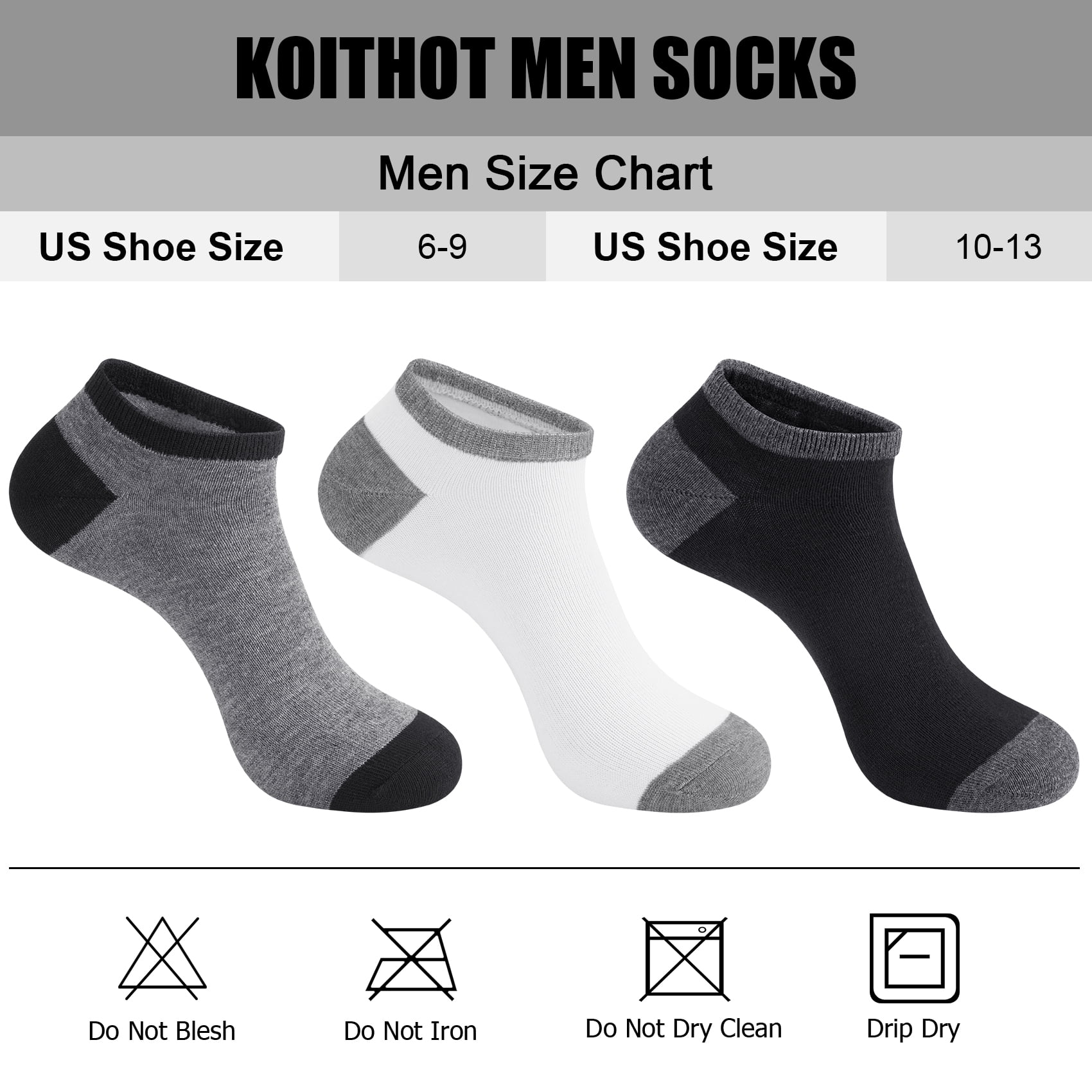 KOITHOT 50 Pairs Mens Ankle Socks Low Cut Lightweight Breathable Summer Mens Socks Size 10 13 Value Pack
