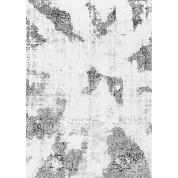 Ahgly Company Indoor Rectangle Abstract Gray Modern Area Rugs, 6' x 9'