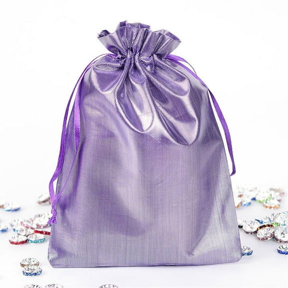 10 pc Rectangle Cloth Bags with Drawstring Lilac 17.5x13cm