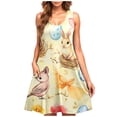 thumbnail image 2 of Viikei Womens Dresses Plus Size,Easter Ladies Casual Plus-size Sleeveless Crew Neck Short Dress Yellow XXL, 2 of 5