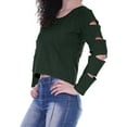 thumbnail image 4 of Moomaya Womens Plain Cut Out Sleeves Top Round Neck Casual Sexy Tee Tops, XS-XL, 4 of 7