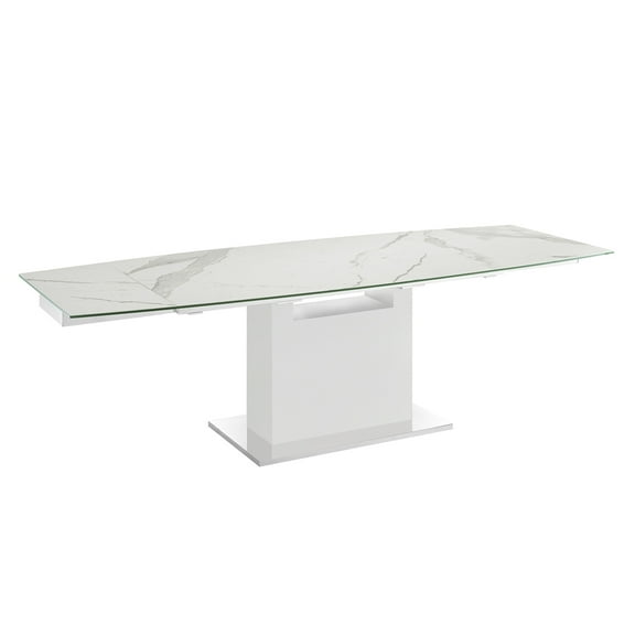 Casabianca Modern Olivia Stainless Steel Extendable Dining Table in White
