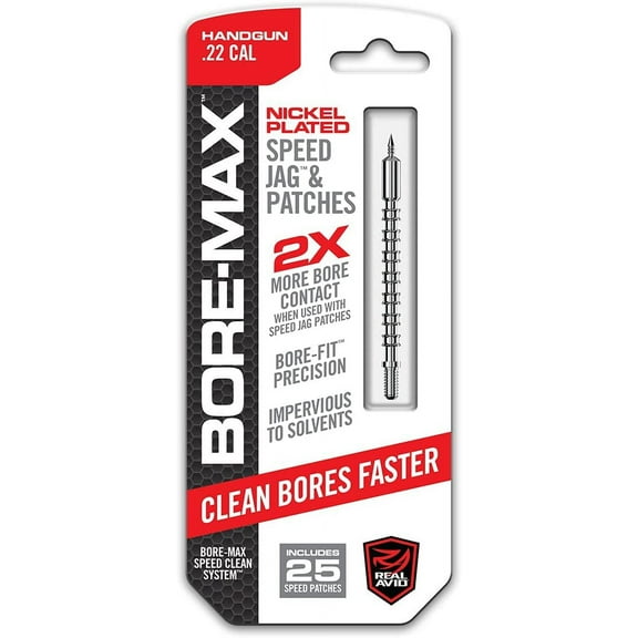 Real Avid Bore-Max Speed Jag .22 Cal, Nickel Plated, 2X to 4X More Bore Contact, Gun Jag