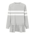 thumbnail image 3 of FRSASU Womens Dresses Fall Long Sleeve Dress Casual Round Neck Tiered Flowy Aline Tie Waist Shirt Dress Gray L(L), 3 of 5