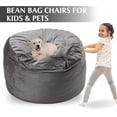 thumbnail image 3 of 3FT Bean Bag Chair Bean Bag Chairs for Adults Bean Bag with Filler Big Beanbag Chair for Gaming Large Memory Foam Bean Bags with Dutch Velet Cover for Living Room Bedroom, (36×36×24")-Grey, 3 of 14