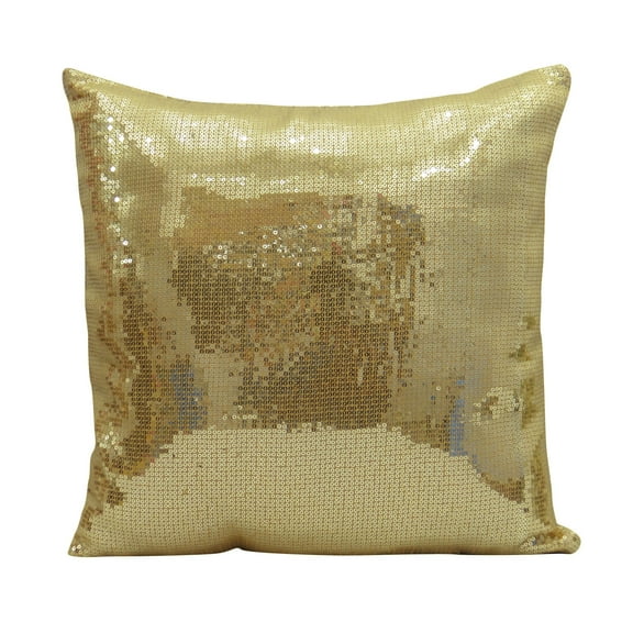 Yuga Decorative Shiny Beige Sequin Glitter Pillow Cover Throw Metallic Cushion Case 12 X 12 Inches