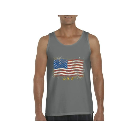 Normal is Boring - Men's Tank Top for Men, up to Men Size 3XL - American Flag USA in Gold