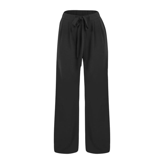 Casual Pants for Women High Waist Loose Cropped Linen Wide Leg Beach Harem Pants with Pockets