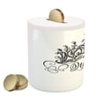 thumbnail image 2 of Queen Piggy Bank, Hand Drawn Crown Lettering Baroque Style Elements Calligraphy Print, Ceramic Coin Bank Money Box for Cash Saving, 3.6" X 3.2", Black and White, by Ambesonne, 2 of 4