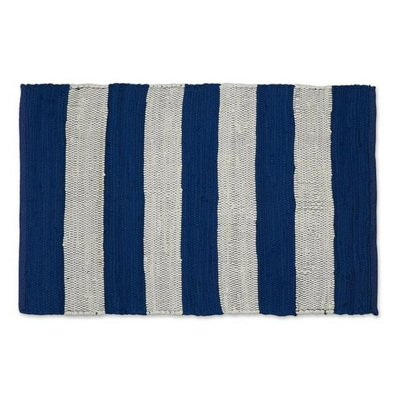 Design Imports CAMZ12128 2 x 3 ft. Navy & White Stripe Rag Rug
