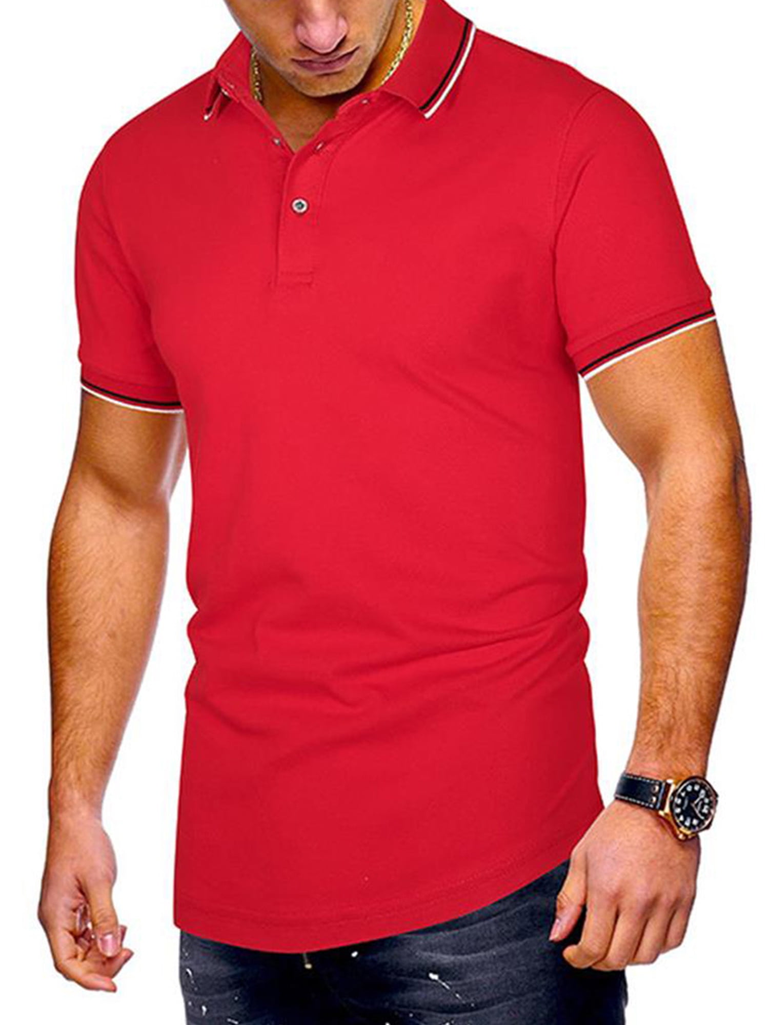 Sweatwater Mens Lapel Button Front Short Sleeve Business Summer Pure Colour Shirts