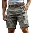 thumbnail image 3 of Men's Cargo Shorts 5" Inseam Cotton Blend Zipper Pockets Button Closure Athletic Joggers Quick Dry Lightweight Breathable Hiking Gym Workout Casual Daily Wear Summer | AESTIVO,Gray M, 3 of 7