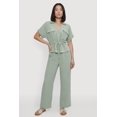 thumbnail image 2 of Women's Collared Drawstring Waist Button Front Shirt, 2 of 4