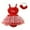 Red, variant on Girl Valentine'S Day Three Dimension Flower Pattern Tule Dress Festival Dress Headwear Two Piece Set Clothes