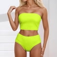 thumbnail image 2 of EYNMVR Women's Bandeau Bikini Sets Removable Straps Lace Up Swimsuits High Waisted Two Piece Bathing Suits, 2 of 5