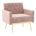thumbnail image 1 of Costway Modern Velvet Accent Chair with Button Tufted Back Golden Metal Legs & Foot Pads Pink, 1 of 8