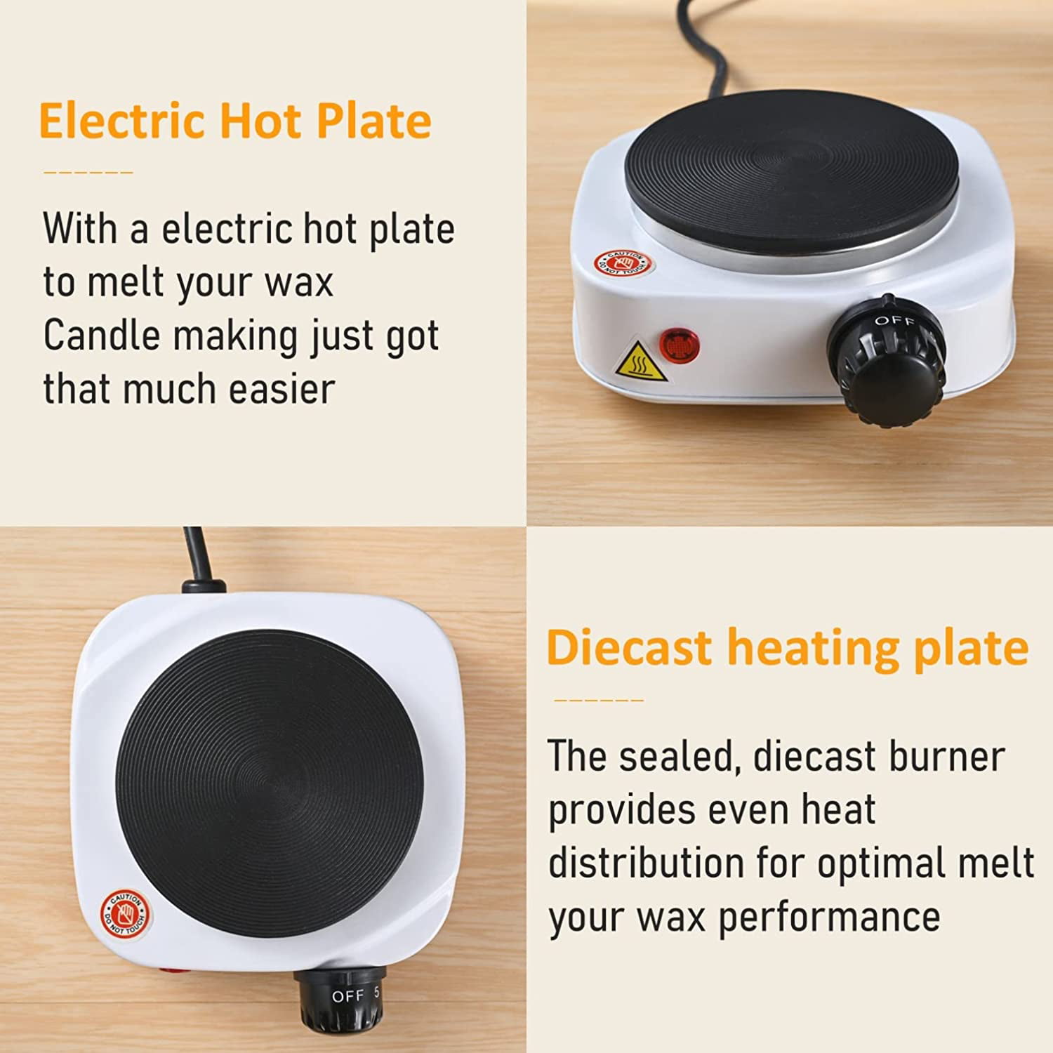 Multifunctional Electric Heating Plate for Melting Wax,Candle Making and  More(Silver Gray)