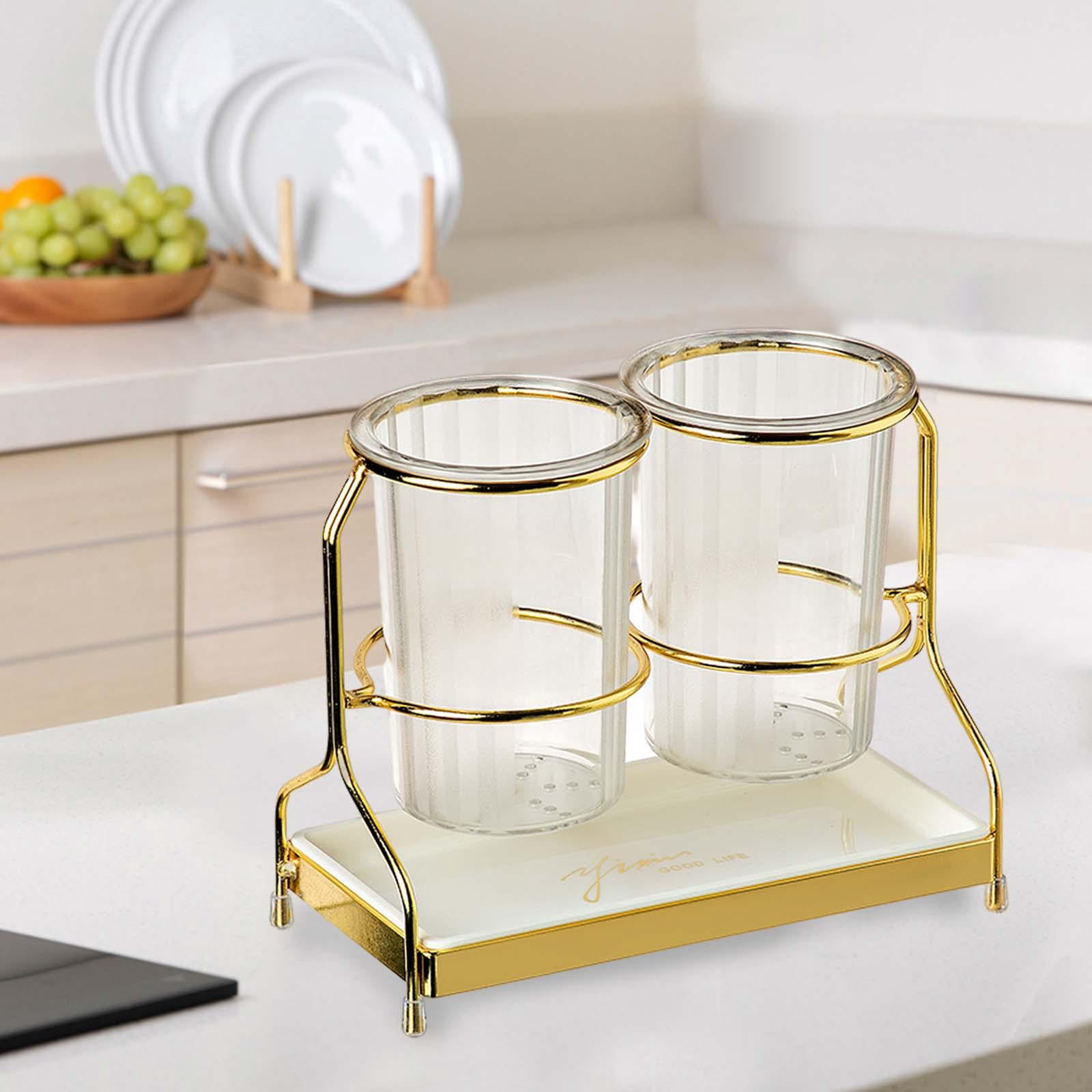 Fiocias Kitchen Utensil Holder Handy Utensil Pot 2 Cup Utensil Organizer Cooking Utensil Clear