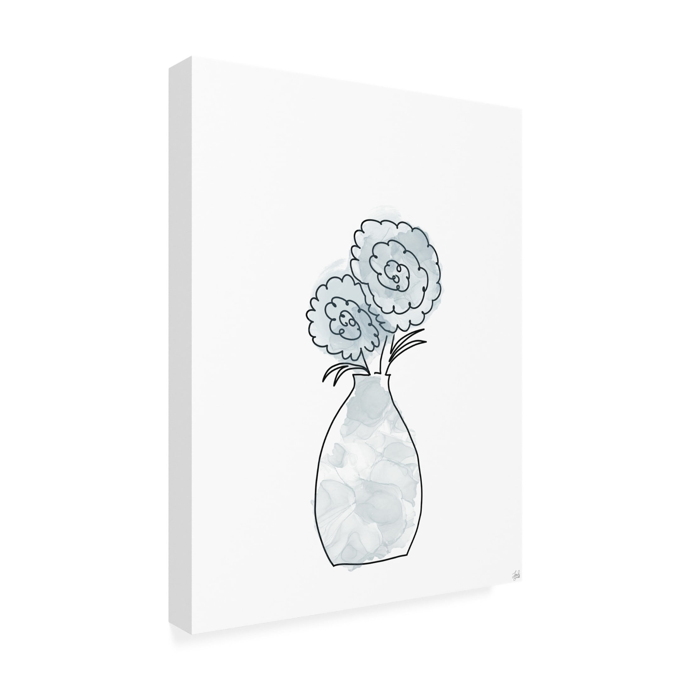 Canvas Wall Art - Line and Brush 'Floral Glass Bunch 2' Wall Art for Living Room, Bedroom, or Office Décor by Trademark Fine Art - 24 x 32 Inches