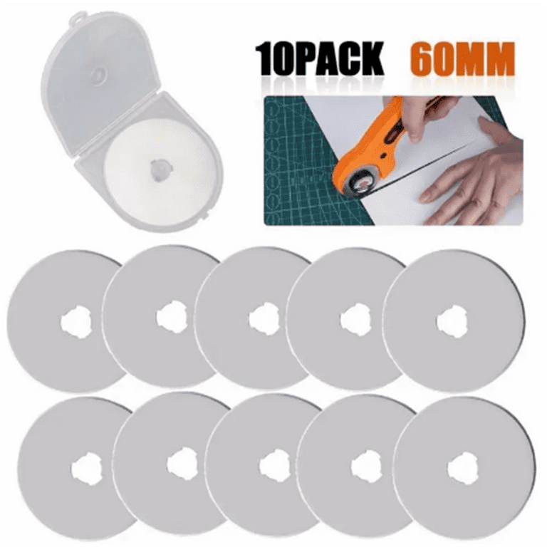 Hakkin 60mm Rotary Cutter Replacement Blade 60mm, 10pcs Titanium Coated  Leather Paper Roller Craft 