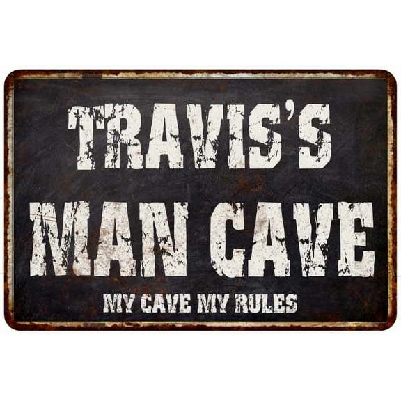 TRAVIS'S Man Cave Black Grunge Sign Home Decor Gift Cave Funny 208120004353