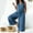 Blue, variant on Dianli Jumpsuit Romper Women's Solid Button V Neck Sleeveless Casual Loose Jumpsuit Pants Cotton Linen Button Front Wide Leg Relaxed Fit Breathable Summer Romper Jumpsuit