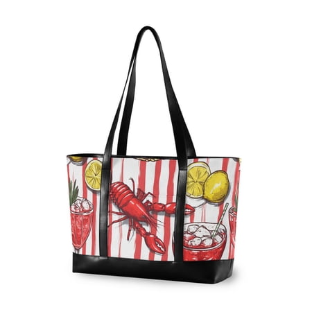 FORMRS Canvas Laptop Tote Bag for Women with 15.6" Computer Compartments Shoulder Handbag, Red Lobster