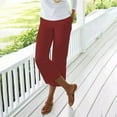 thumbnail image 3 of Outfmvch capri pants for women linen pants women baggy pants women leggings with pockets for women womens capri pants Tightness Pocket Trousers Cotton Pants Women Clothes Solid Casual Pants Red XL, 3 of 3
