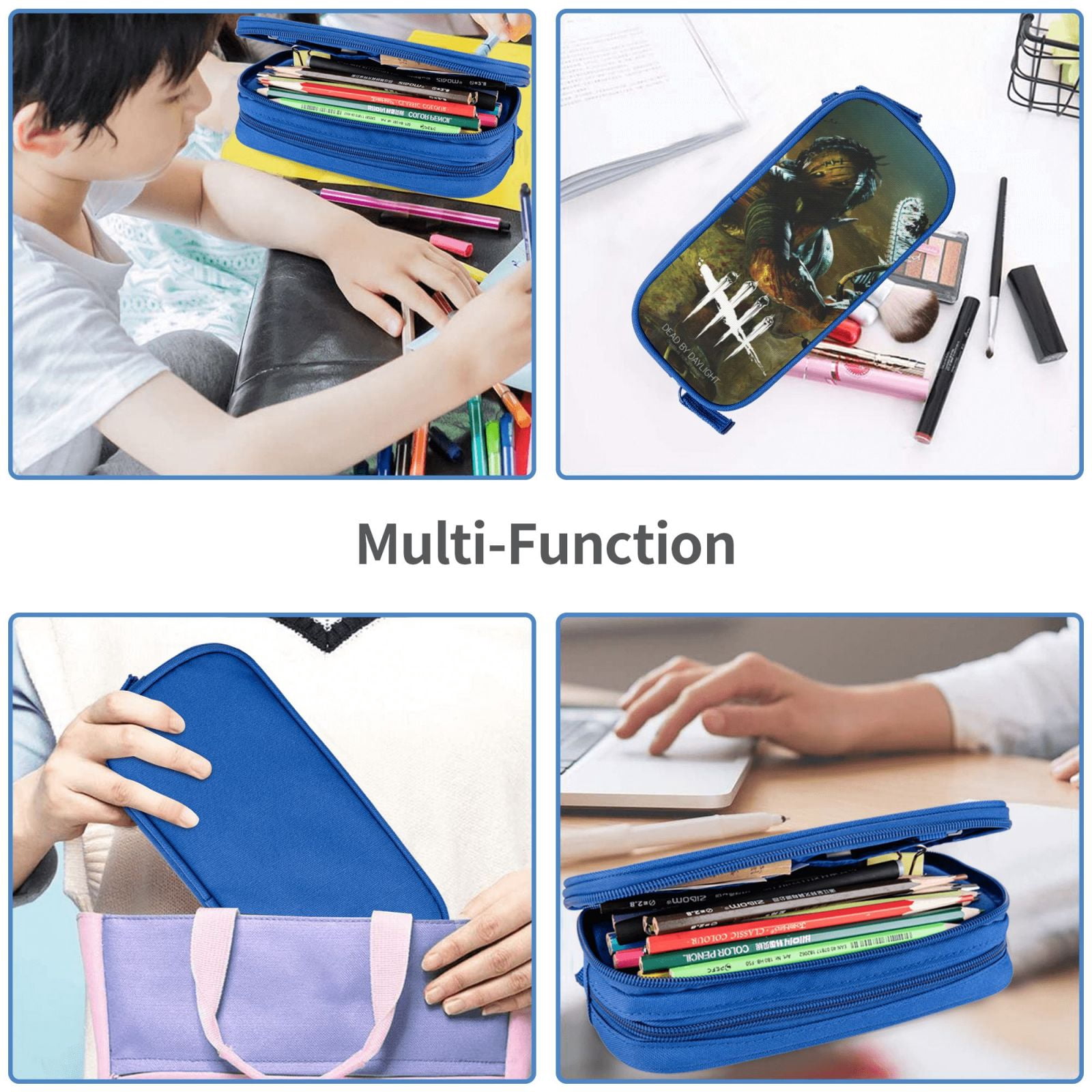 Dead By Daylight Dbd Pencil Case Large Capacity Pencil Pouch Pen Bag Office Stationery Organizer Travel Makeup Bag Blue