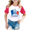 thumbnail image 1 of Chemises pour Fillettes à Manches Raglan Imprimé Commémoratif Tourisme Urbain Manches Courtes Tops Filles Rouge 7 Ans-8 Ans, 1 of 4
