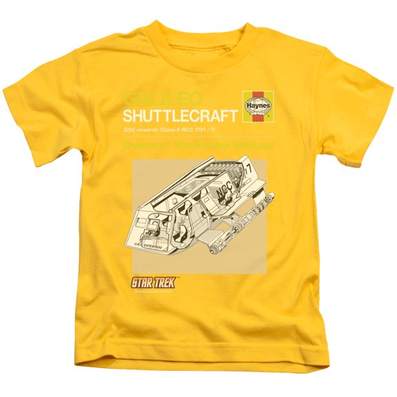 Star Trek Shuttle Manual Youth 18/1 T-Shirt Yellow