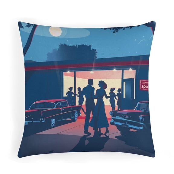 Pillow Case Illustration Of Two People Dancing Decorative Throw Pillow Covers Bohemian Mid Century Modern Decorative Throw Pillows for Couch Car Sofa 16"x16"