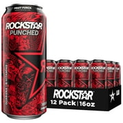 Rockstar Punched Energy Drink Fruit Punch, 16 fl oz Cans ,12 Count (Packaging May Vary)