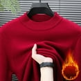 thumbnail image 5 of successthop Mens Knitted Sweaters Plus Size Fleece Long Sleeve Chunky Crewneck Knitwear Ribbed Cuff Solid Knit Tops Red, 5 of 7