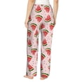 thumbnail image 3 of Naloa Hand Drawn Watermelon Print Women’s Ultra-Soft Comfy Pajama Lounge Pants with Pockets & Drawstring, 3 of 8