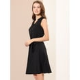 thumbnail image 4 of Vestido sin mangas con cuello En V Allegra K botones a media pierna verano para mujer Negro M, 4 of 6