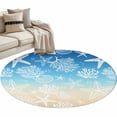 thumbnail image 6 of Blue Beige Ombre Coastal Round Rug 3ft Washable Circle Entryway Rugs Non Slip Nautical Beach Starfish Coral Summer Area Rug Indoor Floor Carpet for Bedroom Kitchen Living Room Home Office Dining Room, 6 of 8