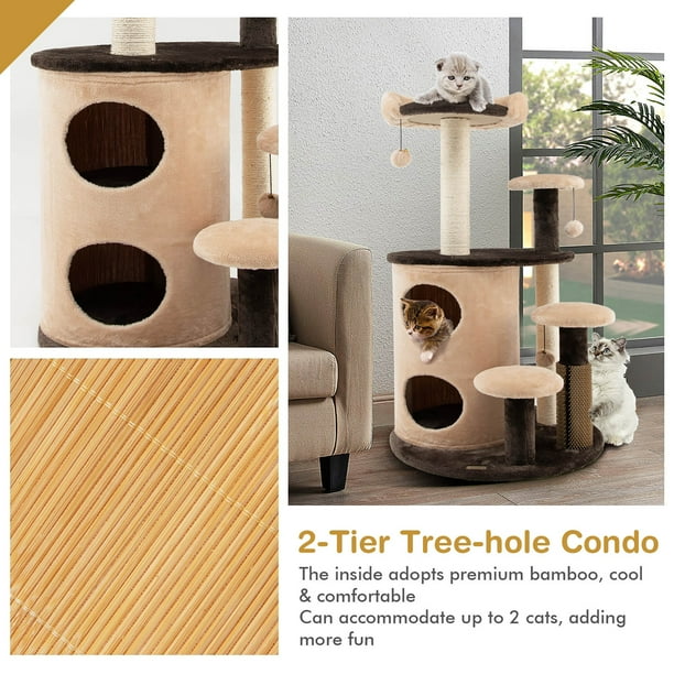 Costway 40 Cat Tree Tower Multi Level Activity Tree with 2 Tier Cat Hole Condo Coffee Walmart