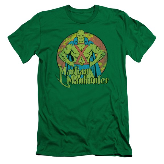 DC Comics Martian Manhunter S/S Adult 30/1 T-Shirt-Kelly Green