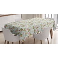 thumbnail image 1 of Flamingo Tablecloth, Flourishing Fresh Flowers with Pineapples and Dots Retro Style Birds Romantic, Rectangle Satin Table Cover Accent for Dining Room and Kitchen, 52" X 70", Multicolor, by Ambesonne, 1 of 2