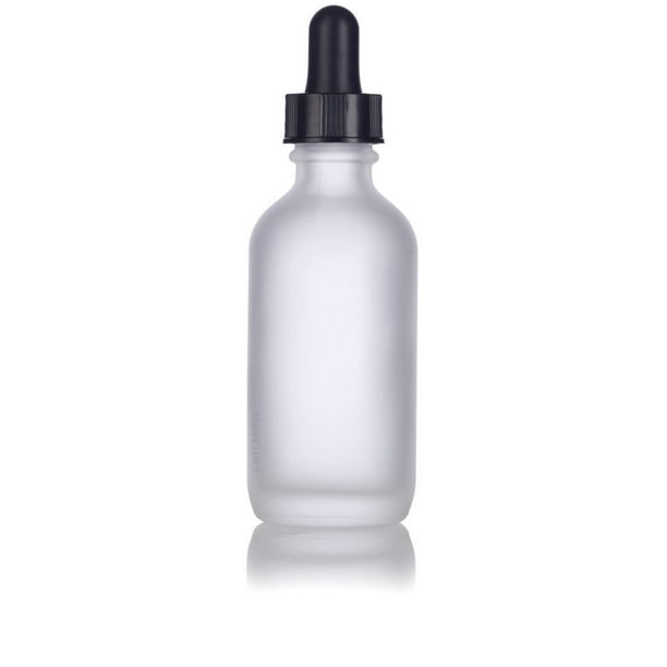 Download Frosted Clear Glass Boston Round Dropper Bottle With Black Top 2 Oz 60 Ml Walmart Com Walmart Com